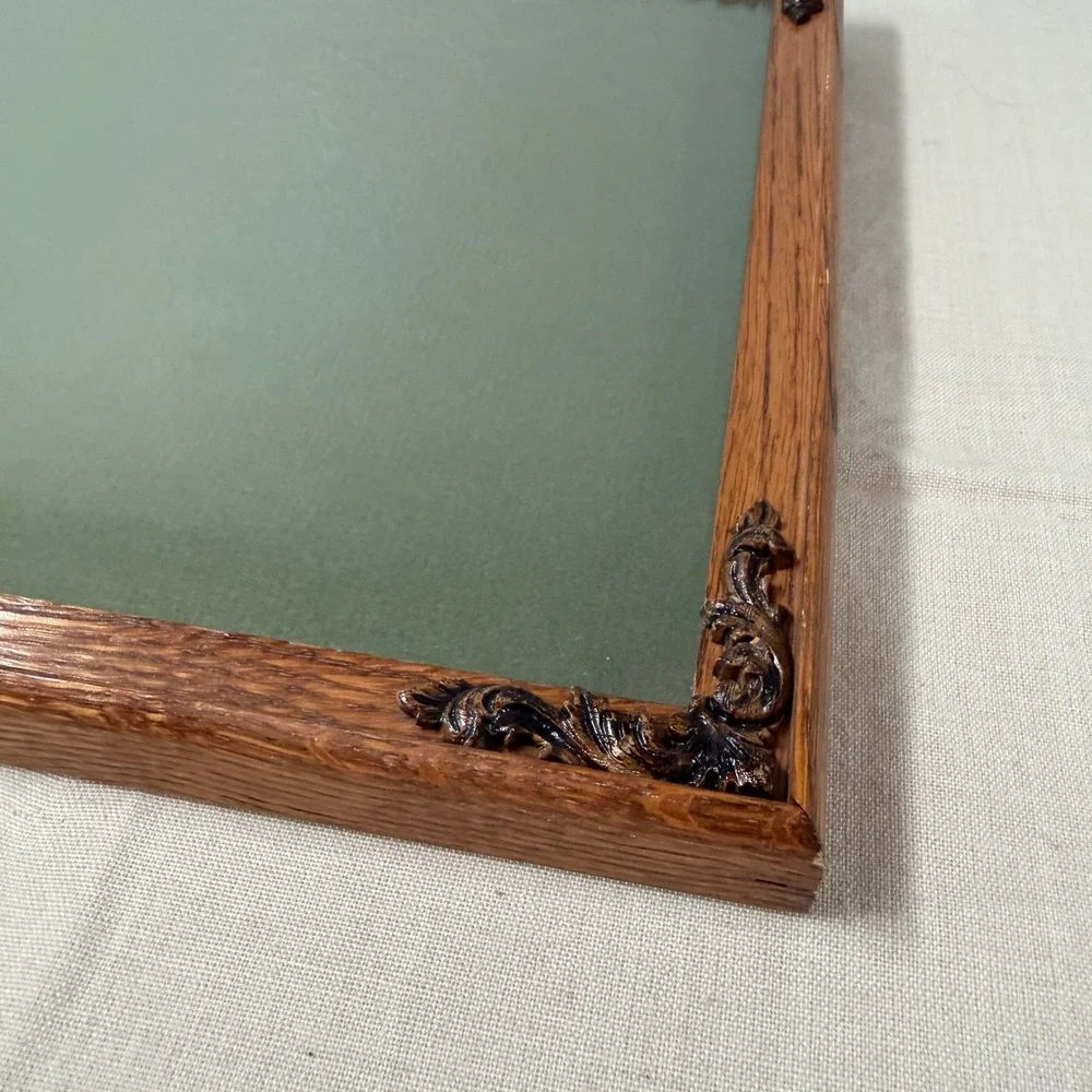 Vintage Oak Wood Picture Frame Ornate Scroll Corner Detail 12x15 Landscape